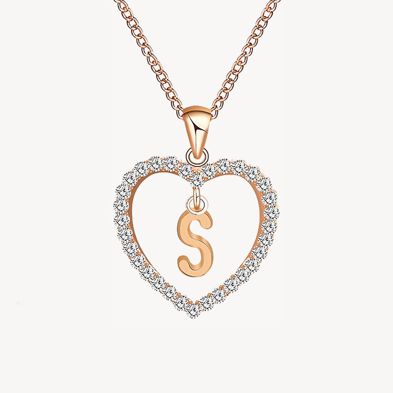 Diamond Heart Nameplate Necklace 14K