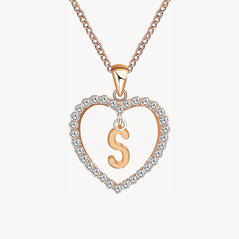 Diamond Heart Nameplate Necklace 14K