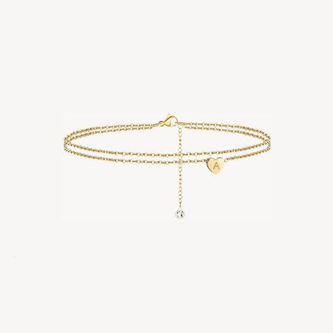 Tiny Heart Uppercase Initial Anklet