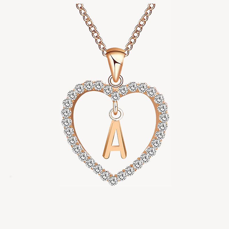 Diamond Heart Nameplate Necklace 14K