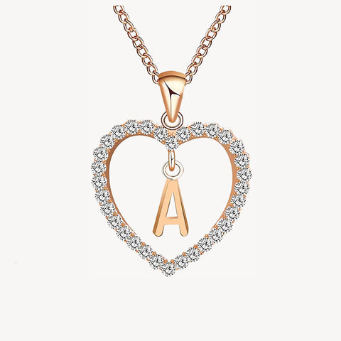 Diamond Heart Nameplate Necklace 14K