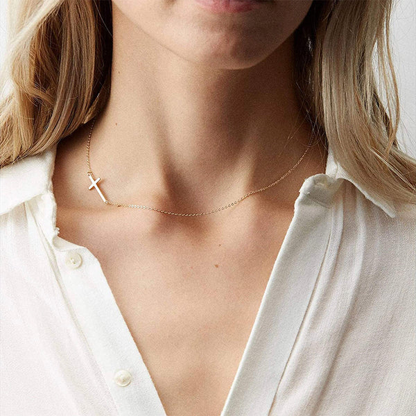 SIDEWAYS CROSS NECKLACE