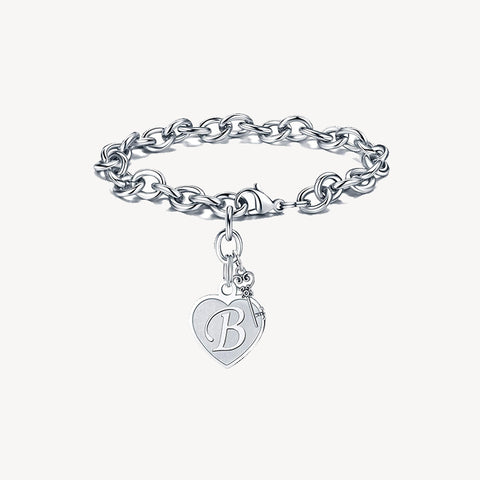 Sterling Silver Capital Initial Bracelet