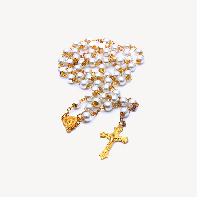 Cross Ornament with Pearl Chain