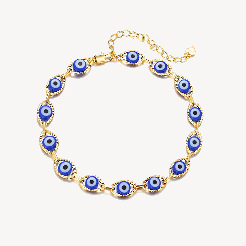 Blue Glass Bead Evil Eye Bracelet