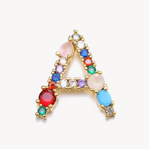 Rainbow Gem Initial Necklace