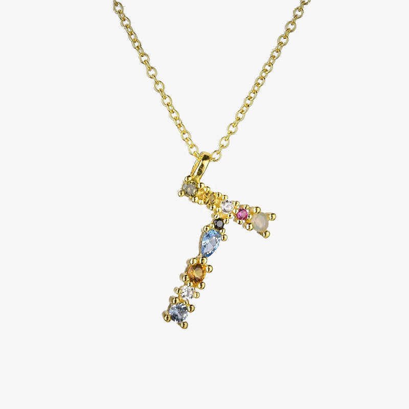 Gothic Gemstone Initial Necklace