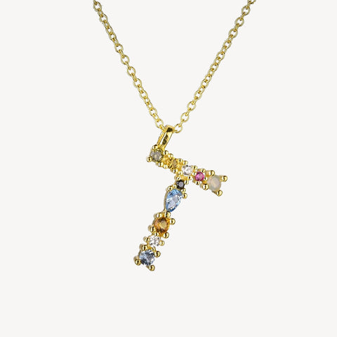 Gothic Gemstone Initial Necklace