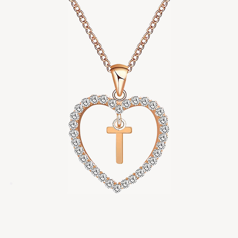 Diamond Heart Nameplate Necklace 14K