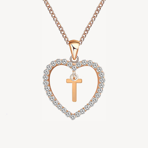 Diamond Heart Nameplate Necklace 14K