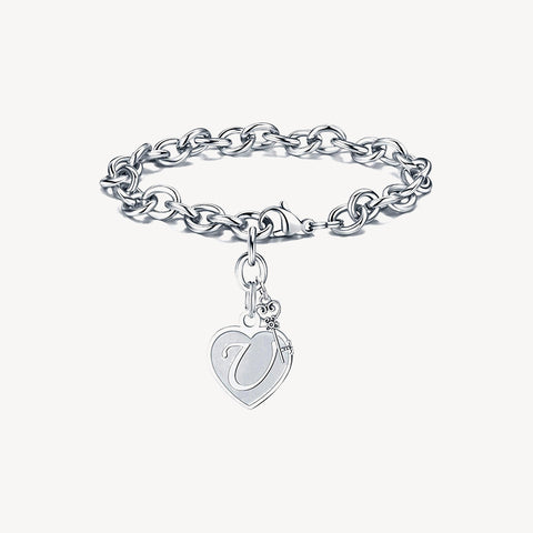 Sterling Silver Capital Initial Bracelet