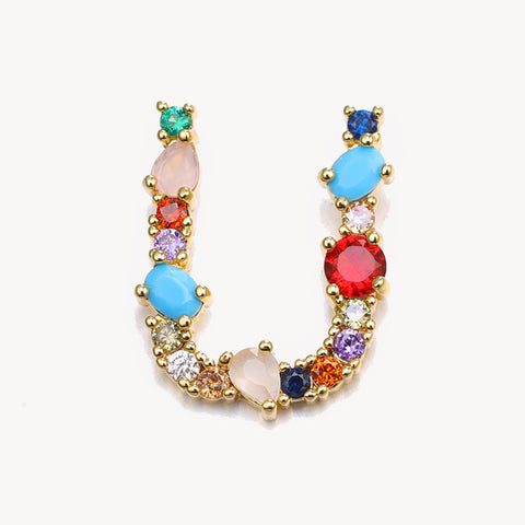 Rainbow Gem Initial Necklace