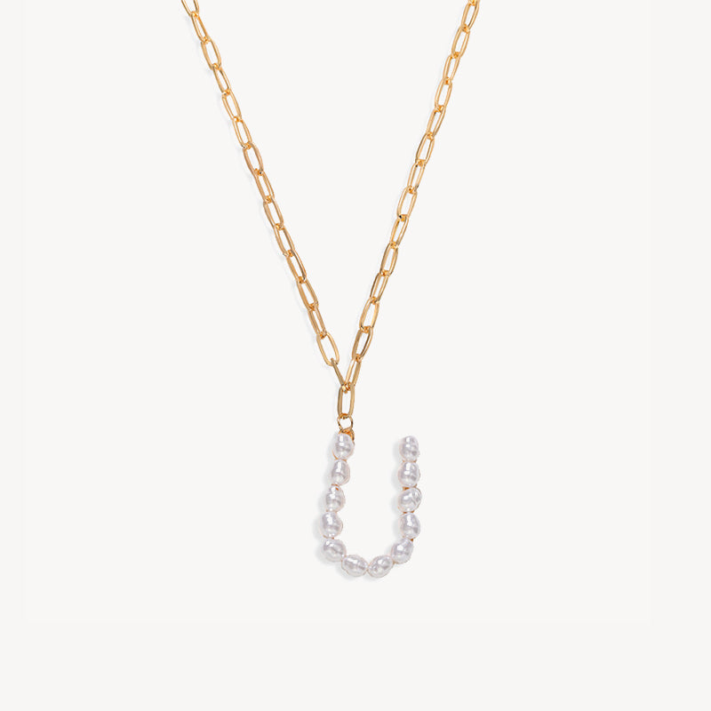 Baroque Pearl Initial Necklace