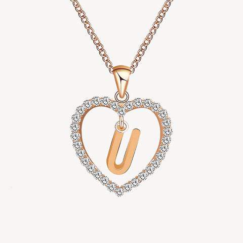Diamond Heart Nameplate Necklace 14K