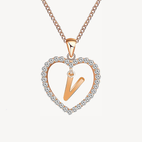 Diamond Heart Nameplate Necklace 14K