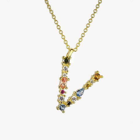 Gothic Gemstone Initial Necklace
