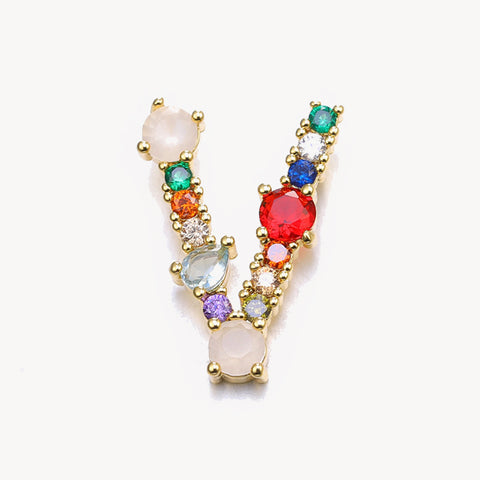 Rainbow Gem Initial Necklace