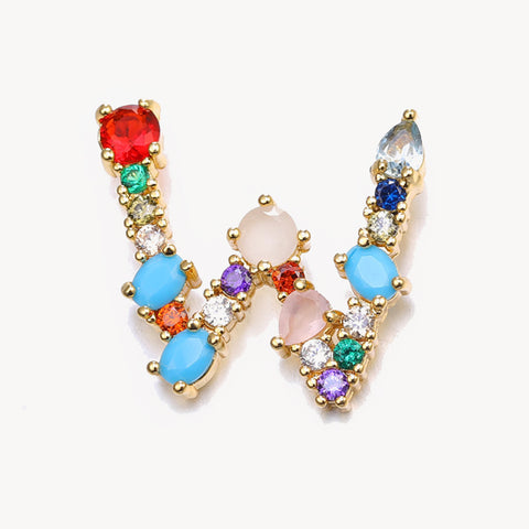 Rainbow Gem Initial Necklace