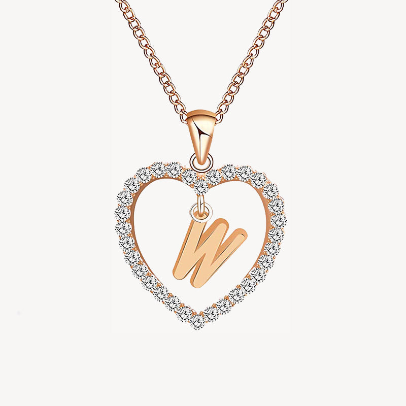 Diamond Heart Nameplate Necklace 14K