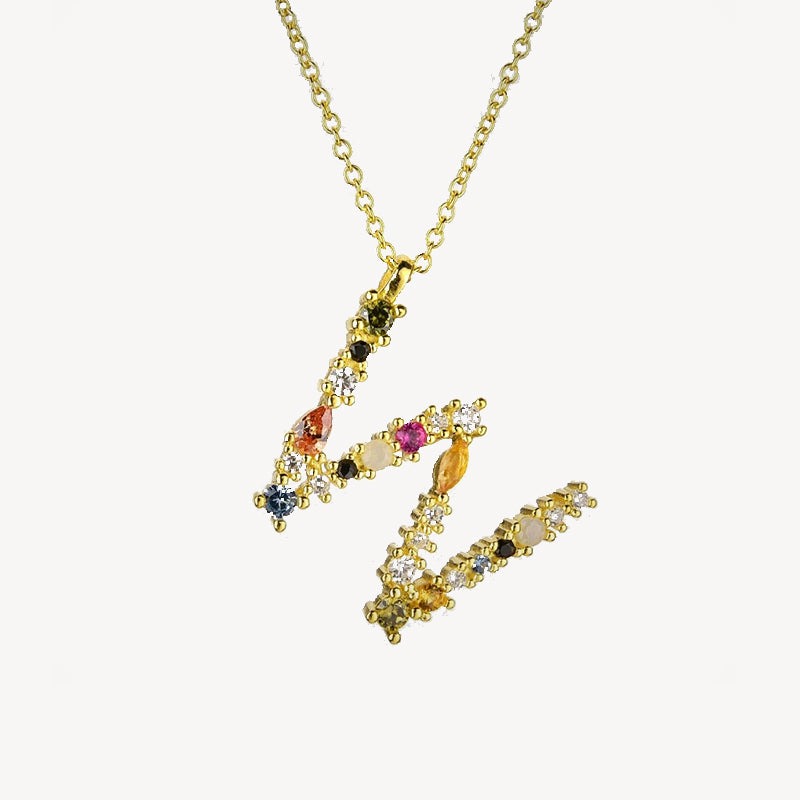 Gothic Gemstone Initial Necklace