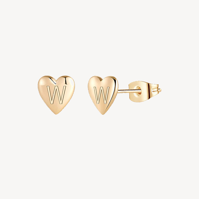 Engraved Heart Stud Earring