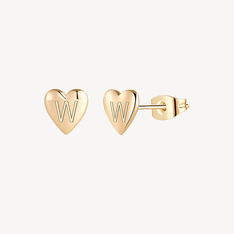 Engraved Heart Stud Earring