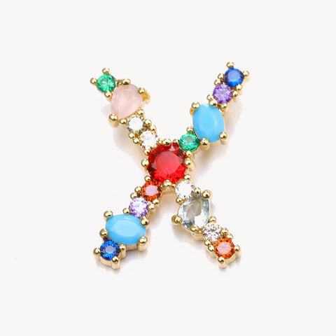 Rainbow Gem Initial Necklace