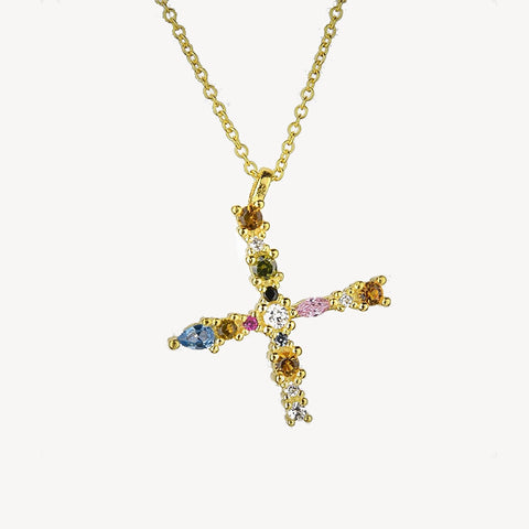 Gothic Gemstone Initial Necklace