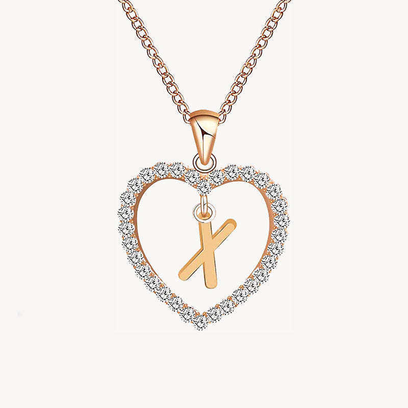 Diamond Heart Nameplate Necklace 14K
