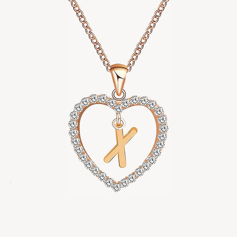 Diamond Heart Nameplate Necklace 14K