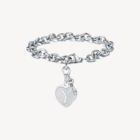 Sterling Silver Capital Initial Bracelet