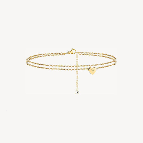 Tiny Heart Uppercase Initial Anklet