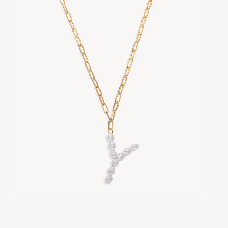 Baroque Pearl Initial Necklace