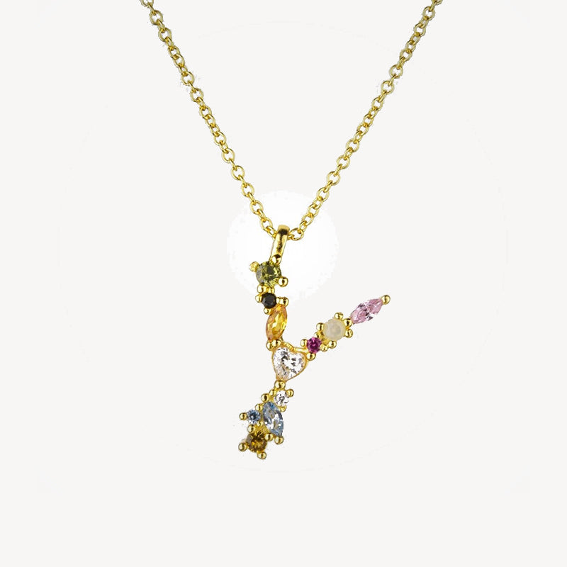 Gothic Gemstone Initial Necklace