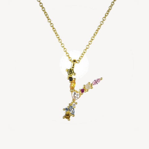 Gothic Gemstone Initial Necklace