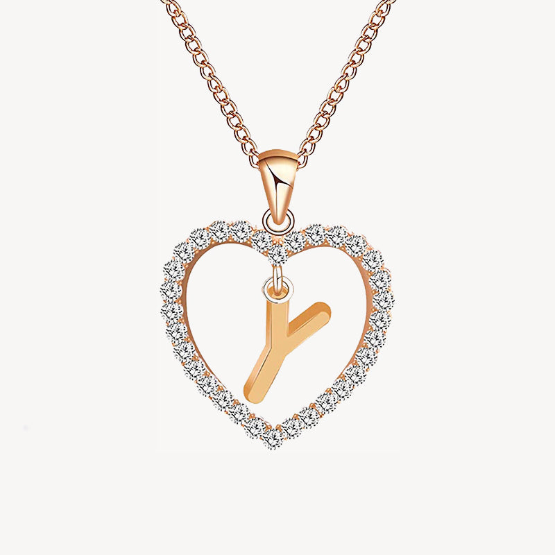 Diamond Heart Nameplate Necklace 14K