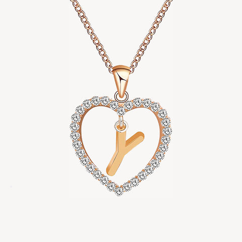 Diamond Heart Nameplate Necklace 14K