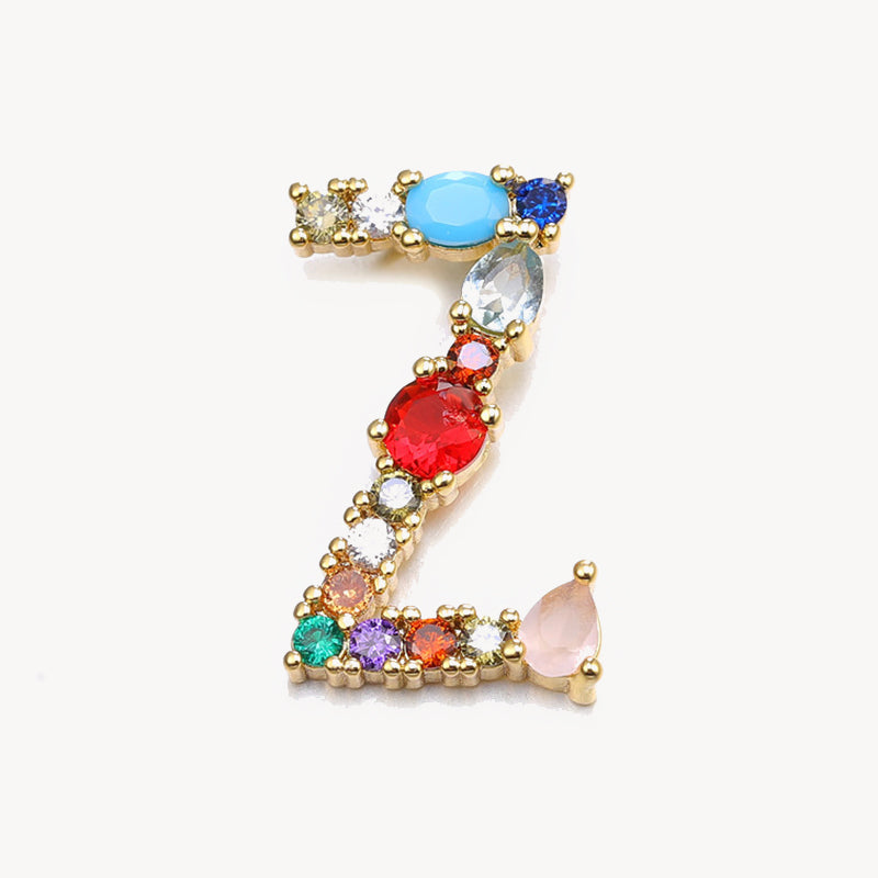 Rainbow Gem Initial Necklace