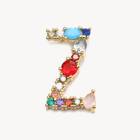 Rainbow Gem Initial Necklace