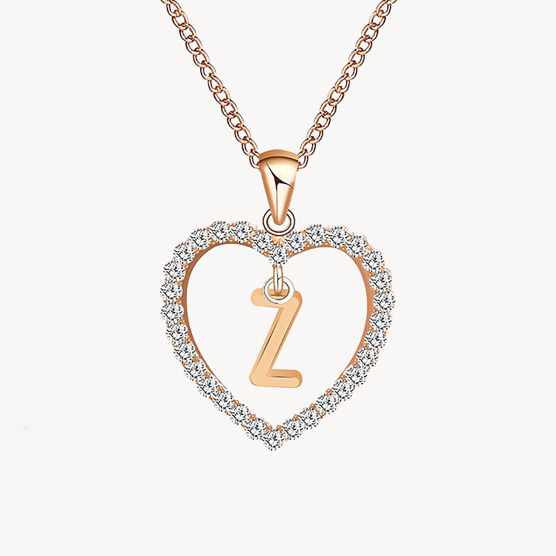 Diamond Heart Nameplate Necklace 14K