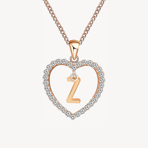 Diamond Heart Nameplate Necklace 14K