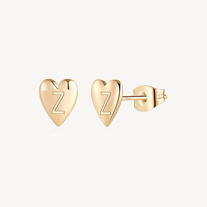 Engraved Heart Stud Earring