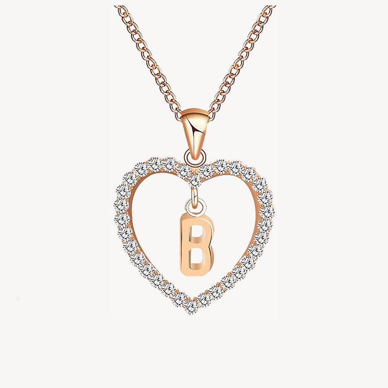 Diamond Heart Nameplate Necklace 14K