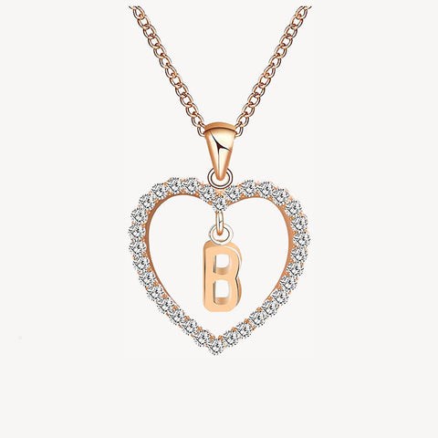 Diamond Heart Nameplate Necklace 14K