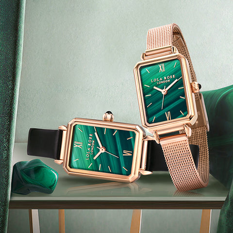 Rectangular Malachite Face Watch