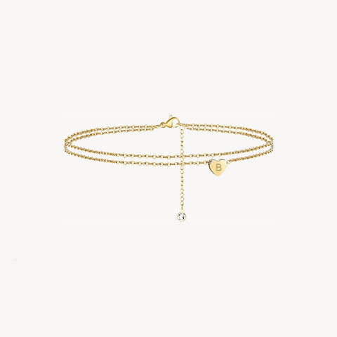 Tiny Heart Uppercase Initial Anklet