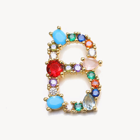 Rainbow Gem Initial Necklace