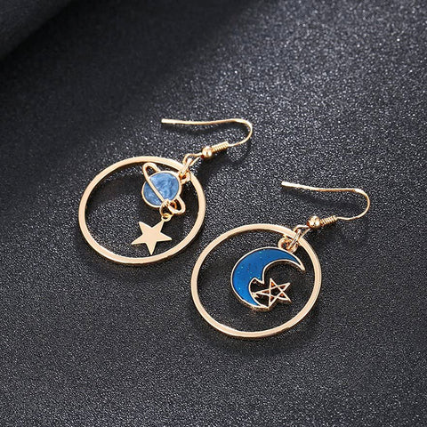 Sun and Moon Enamel Earrings