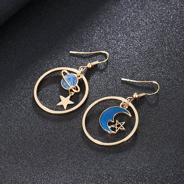 Sun and Moon Enamel Earrings