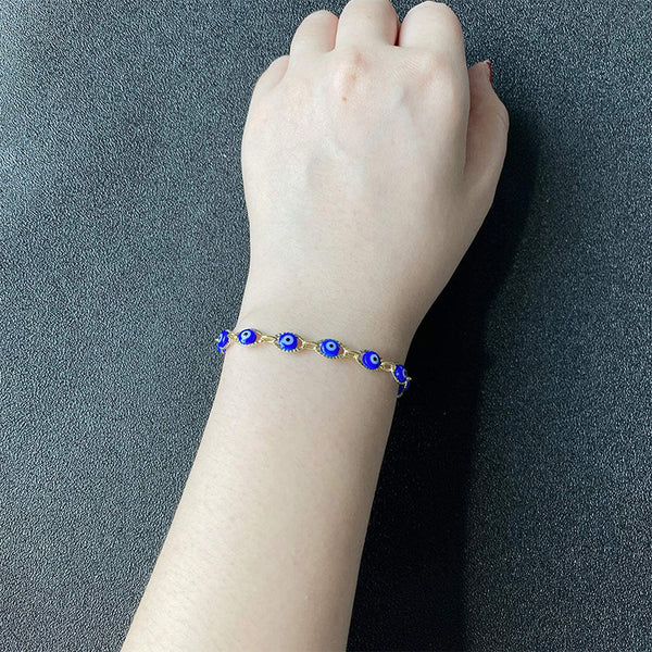 Blue Glass Bead Evil Eye Bracelet